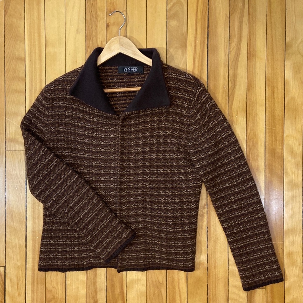Vintage 90s brown knit cardigan sweater
